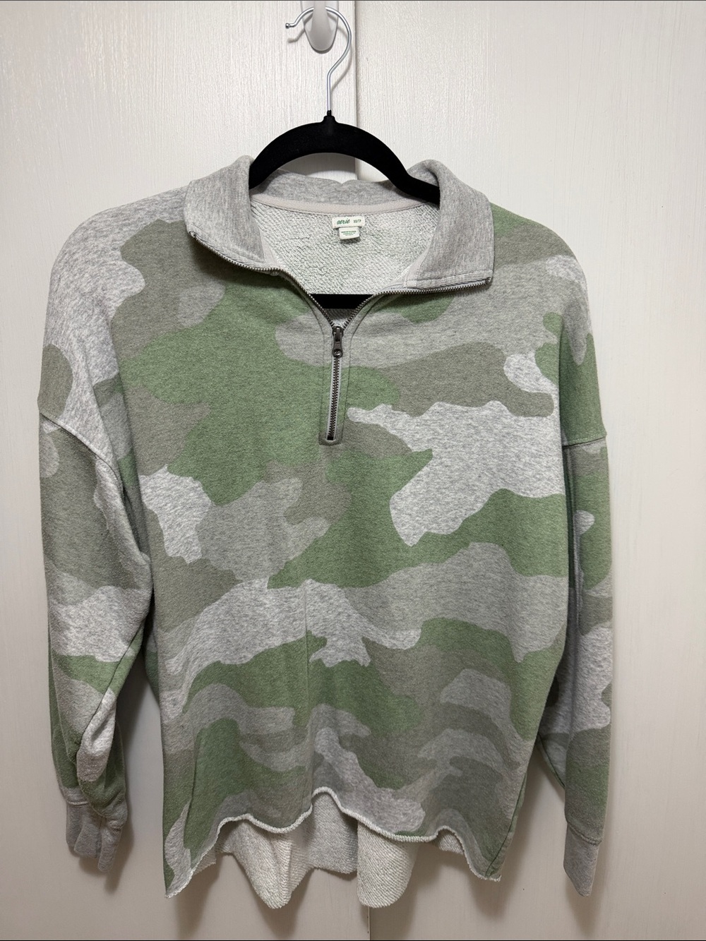 aerie Half-Zip Camo Pullover - Green & Gray